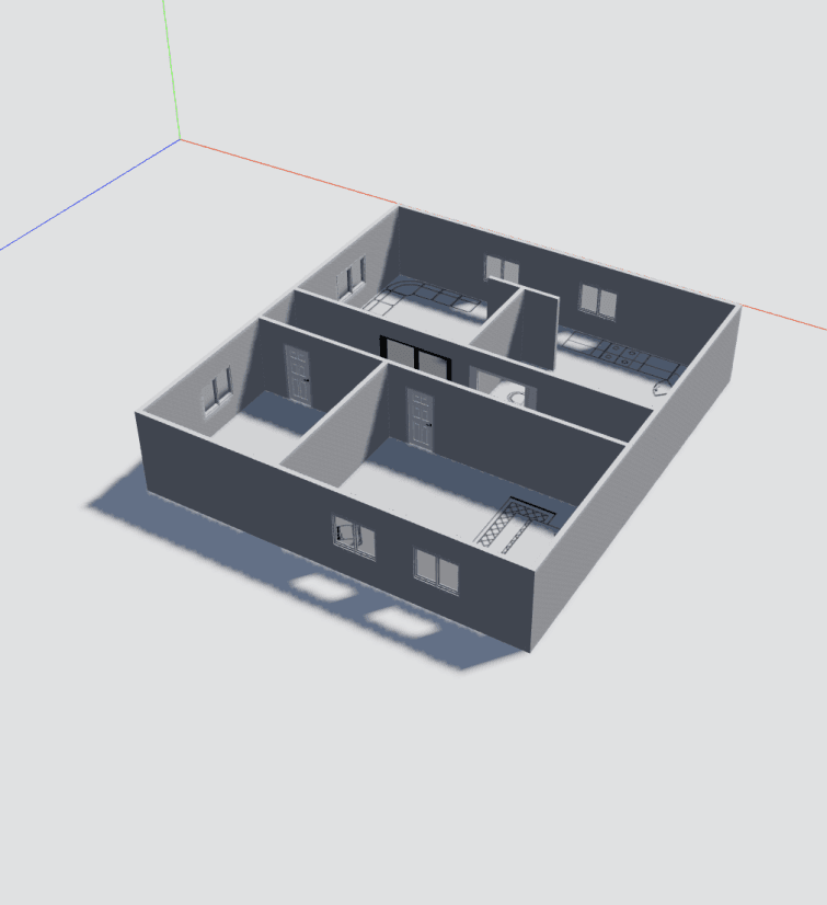 3D model automatically generated from a 2D floorplan